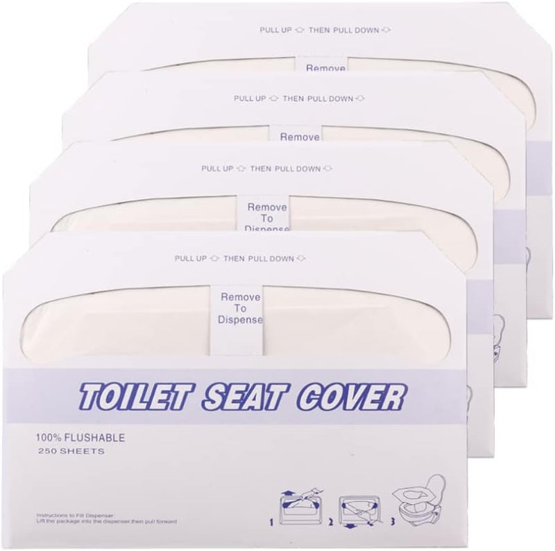 Greenour Disposable Toilet Seat Cover Flushable and Biodegradable Paper Toilet Seat Cover for Adults and Kids, Great for Hotel, Business and Commercial-4 Packs of 250 - Image 1